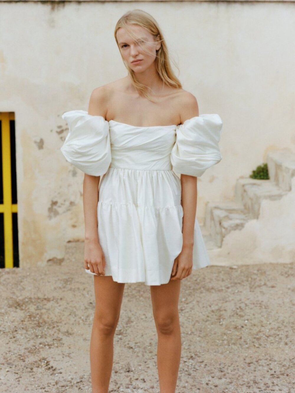 NWT Shona Joy La Lune Cirrus Silk Draped Corset Tiered Mini Dress White Sz4 $980